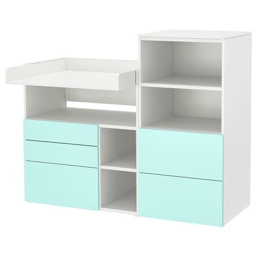 IKEA - PLATSA/SMASTAD, changing table and chest, white/turquoise