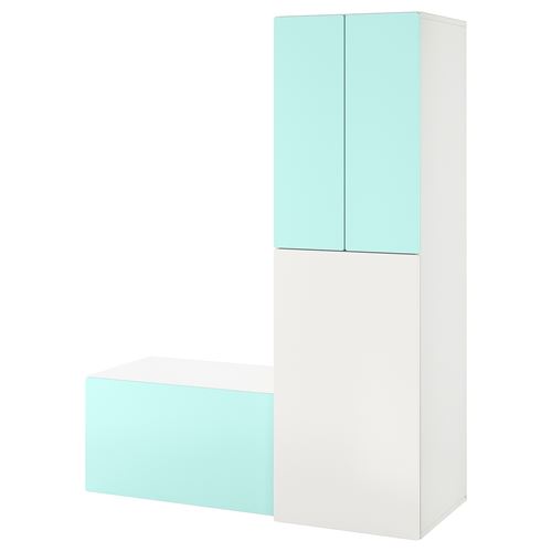 IKEA - SMASTAD, children wardrobe combination, white/turquoise, 150x57x196 cm