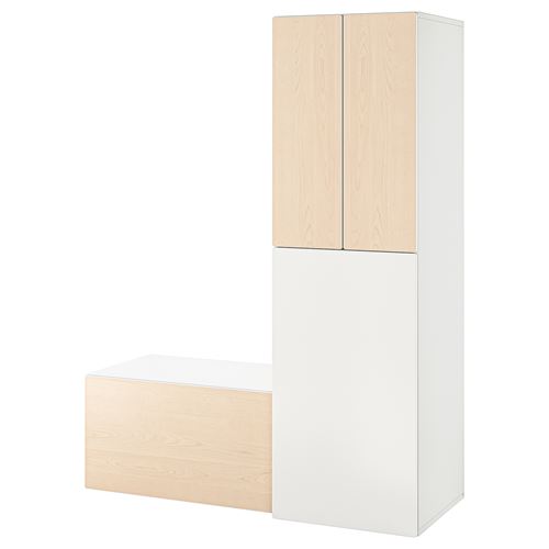 IKEA - SMASTAD, children wardrobe combination, white/birch, 150x57x196 cm