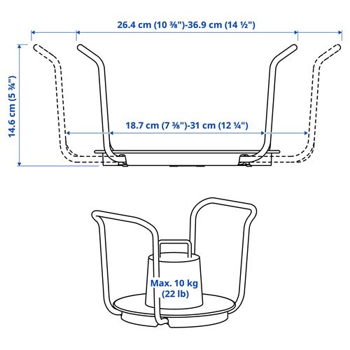IKEA - UPPDATERA, plate holder, anthracite, 19-31 cm