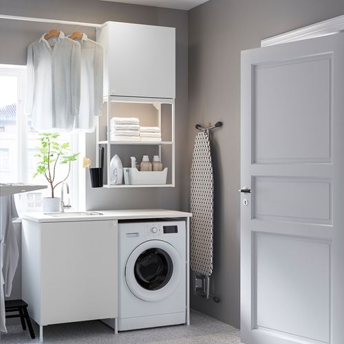 IKEA - ENHET, cabinet combination for laundry room and bathroom, white, 139x63.5x87.5 cm