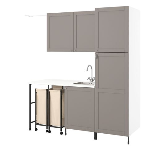 IKEA - ENHET, çamaşır odası ve banyo için dolap kombinasyonu, antrasit-gri, 190x63.5x222.5 cm