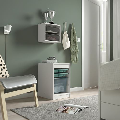 IKEA - TROFAST, storage-unit, white turquoise-grey-blue, 34x44x56 cm