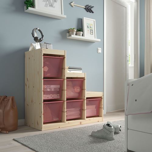 IKEA - TROFAST, storage-unit, pine-light red, 94x44x91 cm