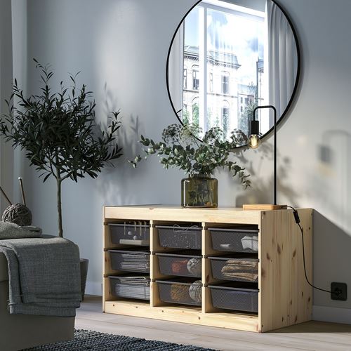 IKEA - TROFAST, storage-unit, pine/gray, 93x44x52 cm