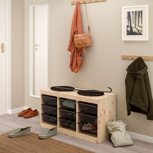 IKEA - TROFAST, storage-unit, pine/gray, 93x44x52 cm