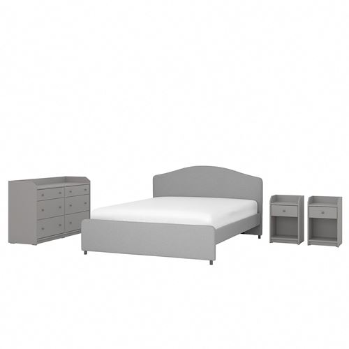 IKEA - HAUGA, bedroom furniture combination, vissle grey, 140x200 cm