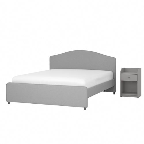 IKEA - HAUGA, bedroom furniture combination, vissle grey, 140x200 cm