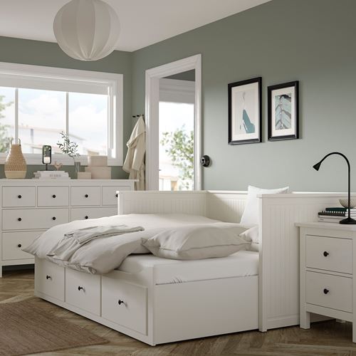 IKEA - HEMNES, bedroom furniture combination, white varnish, 80x200 cm