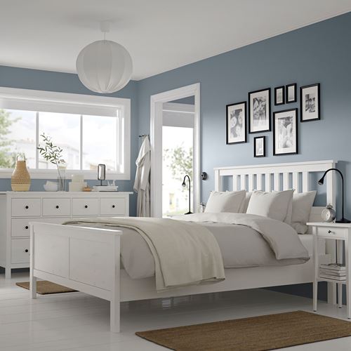 IKEA - HEMNES, bedroom furniture combination, white varnish, 160x200 cm