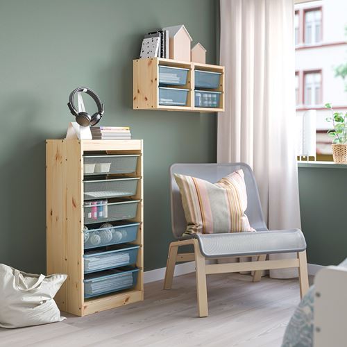 IKEA - TROFAST, storage-unit, pine grey-blue/light green-grey, 44x30x91 cm