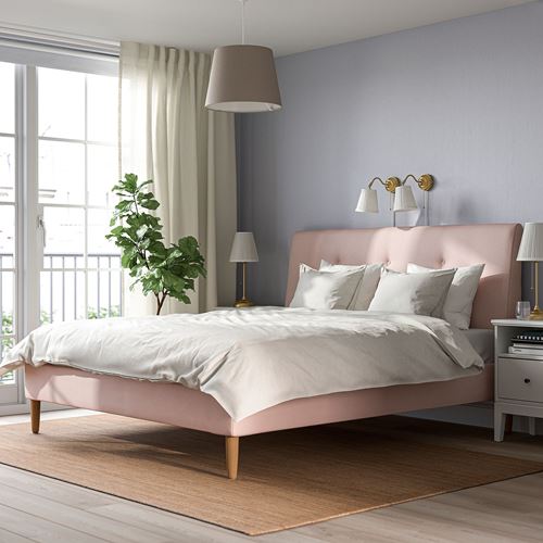 IKEA - IDANAS, double bed, pink, 180x200 cm