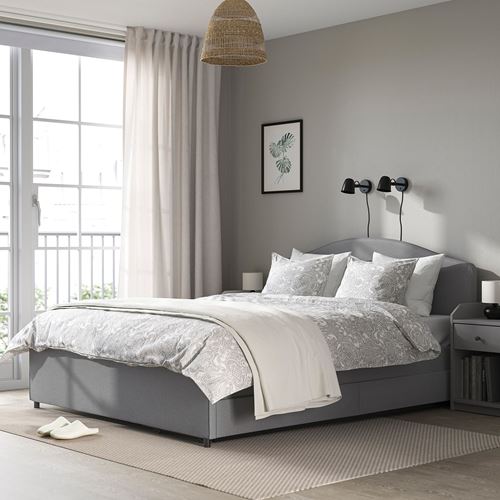 IKEA - HAUGA, double bed base, vissle grey, 140x200 cm