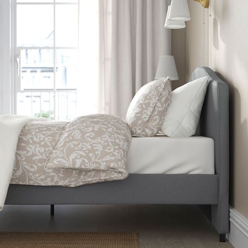 IKEA - HAUGA, double bed, vissle grey, 160x200 cm