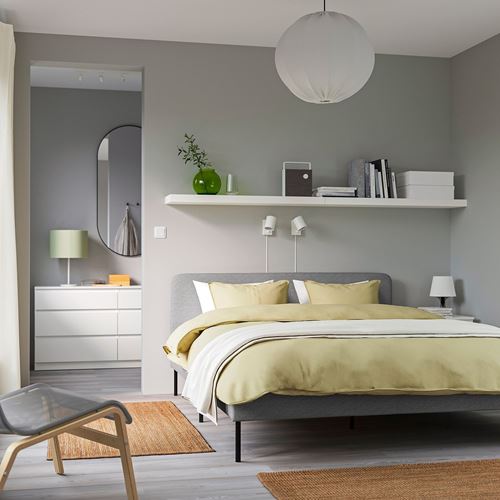 IKEA - SLATTUM, double bed, knisa light grey, 140x200 cm