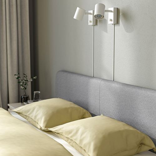 IKEA - SLATTUM, double bed, knisa light grey, 160x200 cm