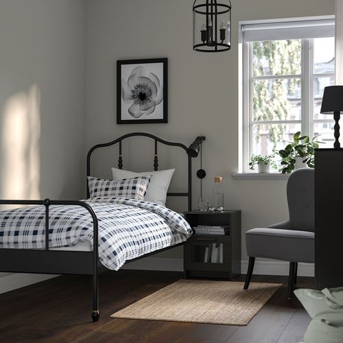 IKEA - SAGSTUA/LÖNSET, single bed, black, 90x200 cm