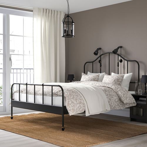 IKEA - SAGSTUA/LURÖY, double bed, black, 160x200 cm