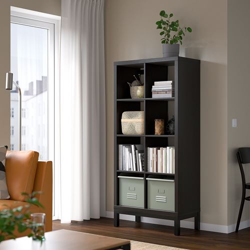 IKEA - KALLAX, Open Shelving Unit, black-brown/black, 77x164 cm