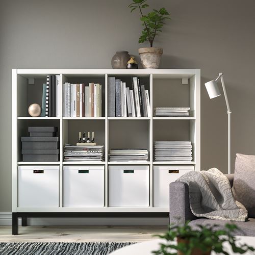 IKEA - KALLAX, Open Shelving Unit, white/black, 147x129 cm