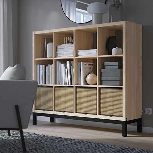 IKEA - KALLAX, Open Shelving Unit, white stained oak effect/black, 147x129 cm