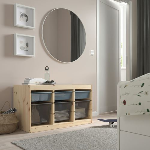 IKEA - TROFAST, storage-unit, pine grey-blue/dark grey, 93x44x52 cm