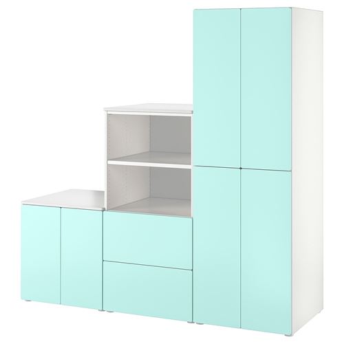 IKEA - PLATSA/SMASTAD, children wardrobe combination, white/turquoise, 180x57x181 cm