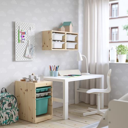 IKEA - TROFAST, storage-unit, pine-turquoise-gray, 32x44x52 cm