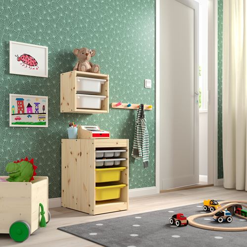 IKEA - TROFAST, storage-unit, pine-gray-yellow, 32x44x52 cm