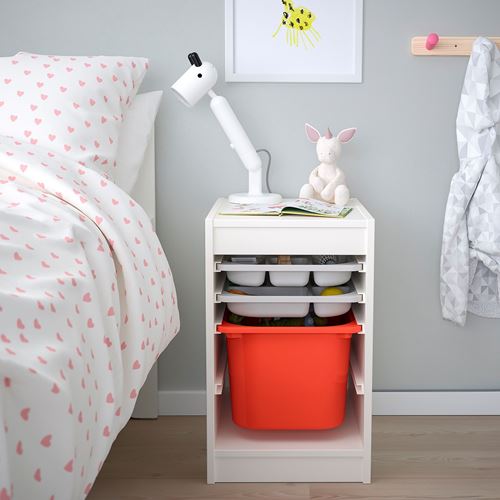 IKEA - TROFAST, storage-unit, white/grey/orange, 34x44x55 cm