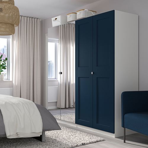 IKEA - PAX/GRIMO/VIKEDAL, PAX gardırop, lacivert-ayna, 200x60x201 cm