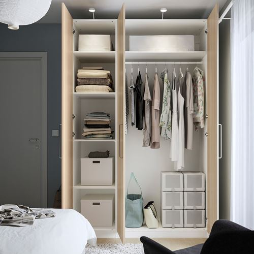 IKEA - PAX/FORSAND, PAX gardırop, beyaz-ağartılmış meşe görünümlü, 150x60x236 cm