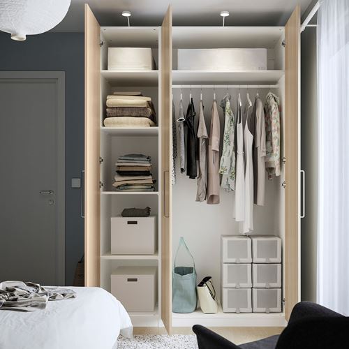 IKEA - PAX/FORSAND, PAX wardrobe, white-white stained oak effect, 150x60x236 cm