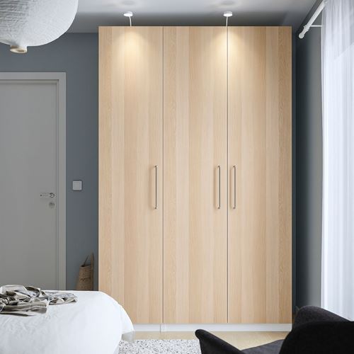 IKEA - PAX/FORSAND, PAX wardrobe, white-white stained oak effect, 150x60x236 cm