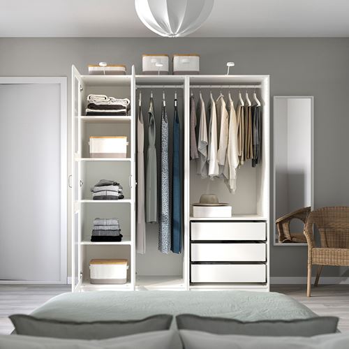 IKEA - PAX/TYSSEDAL, PAX wardrobe, white/glass, 175x60x201 cm