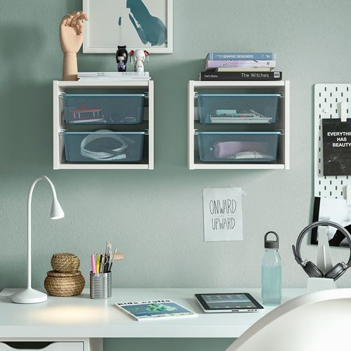 IKEA - TROFAST, children wall shelf, white/grey/blue, 34x21x30 cm