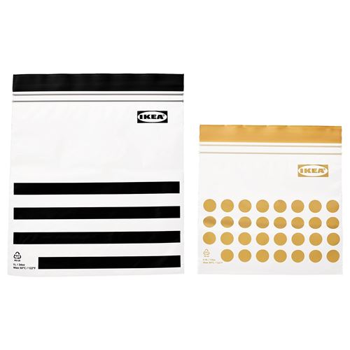 IKEA - ISTAD, resealable bag, black/yellow, 1 l and 0,4 l