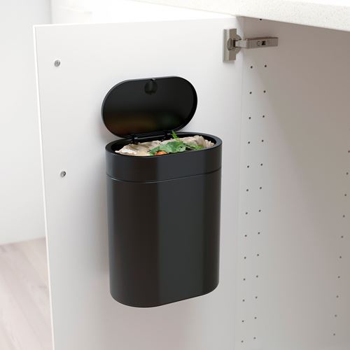 IKEA - BROGRUND, touch top bin, stainless steel/black, 4 l