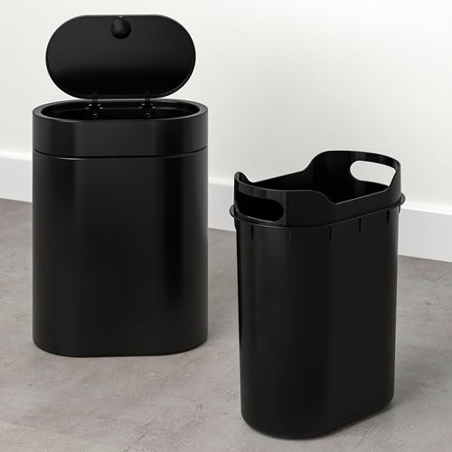 IKEA - BROGRUND, touch top bin, stainless steel/black, 4 l