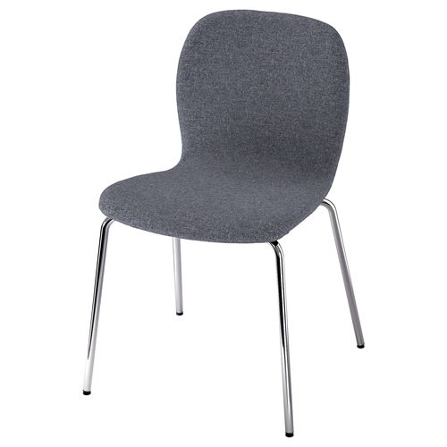 IKEA - KARLPETTER/SEFAST, upholstered chair, Gunnared medium grey/chrome-plated