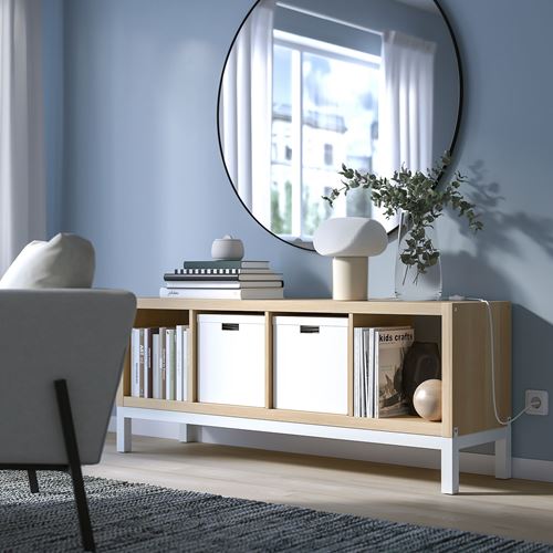 IKEA - KALLAX, Open Shelving Unit, white stained oak effect/white, 147x59 cm