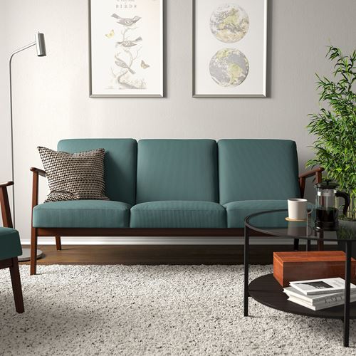 IKEA - EKENASET, 3-seat sofa, kelinge grey/turquoise