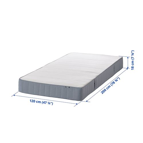 IKEA - VESTMARKA, single bed mattress, light blue, 120x200 cm