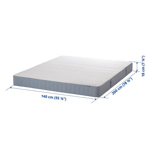 IKEA - VESTMARKA, double bed mattress, light blue, 140x200 cm