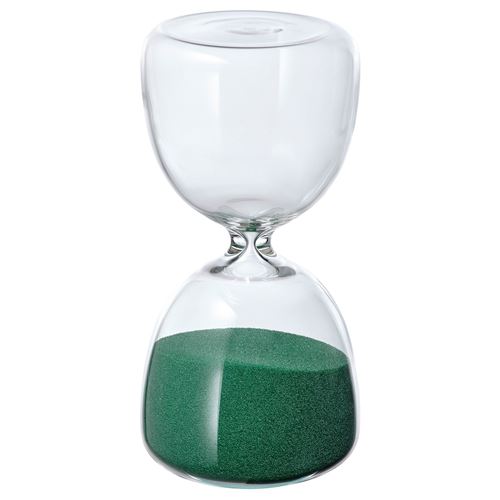 IKEA - EFTERTANKA, decorative hourglass, transparent glass-green, 15 cm