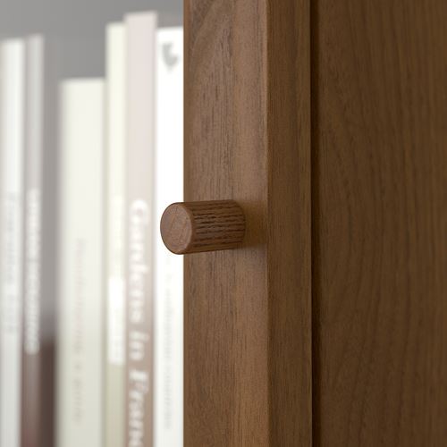 IKEA - BILLY, bookcase with glass door, brown walnut effect, 40x30x237 cm