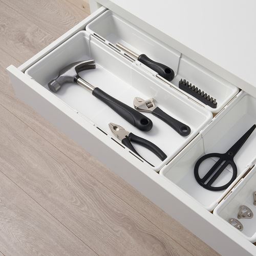 IKEA - KACKLA, growable box, white, 25-38x19 cm