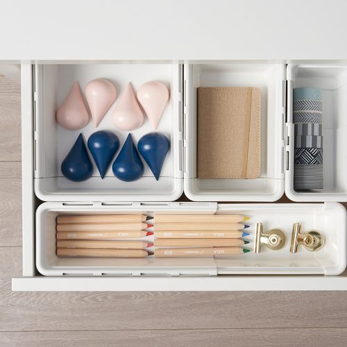 IKEA - KACKLA, growable box, white, 25-38x19 cm