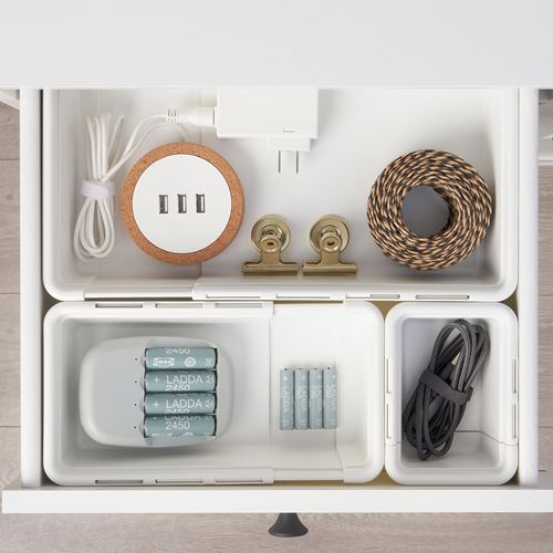 IKEA - KACKLA, growable box, white, 25-38x19 cm