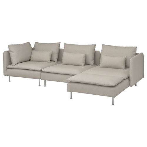 IKEA - SÖDERHAMN, 3-seat sofa and chaise longue, fridtuna light beige